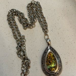 Decorative Silver Abalone Pendant Necklace.